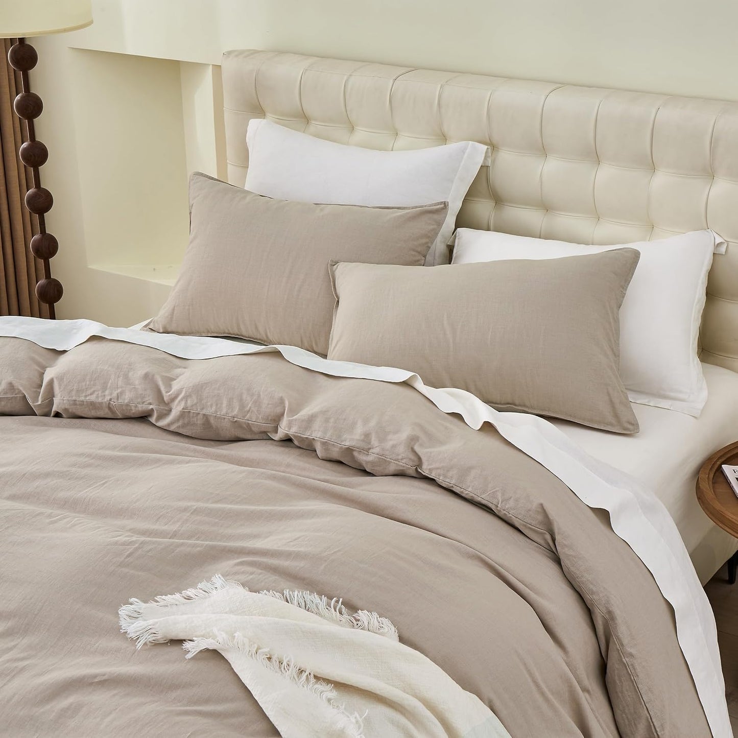 Simple&Opulence Linen Duvet Cover Double,Natural Linen Cotton Duvet Cover with Pillowcase,Duble Size Bedding Set,Soft Warm Breathable Bed Quilt Cover with Button Closure,200x200cm,Navy Blue