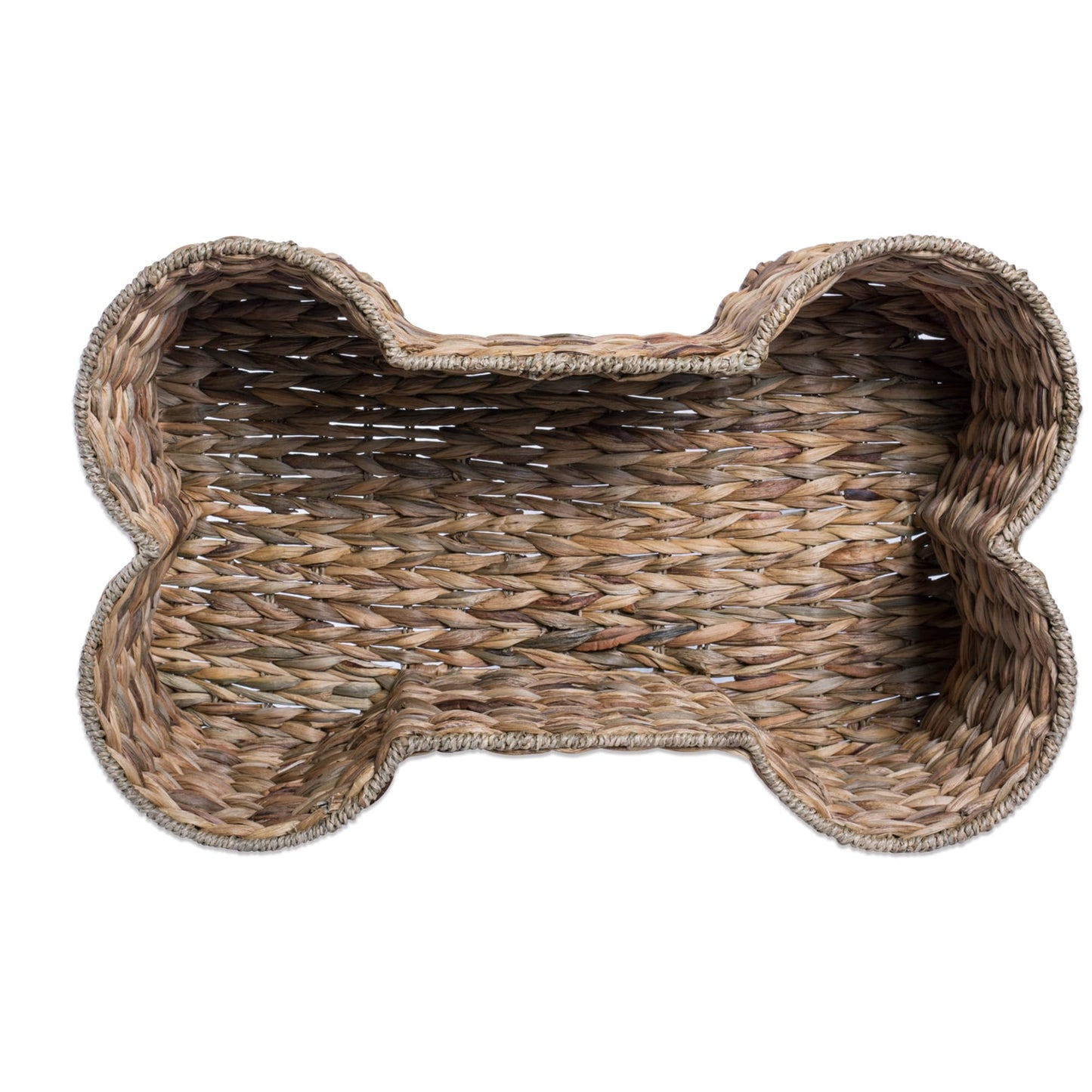 Bone Dry Hyacinth Pet Storage Basket - Natural - Bone Shape - 53 cm x 33 cm x 20 cm - Medium