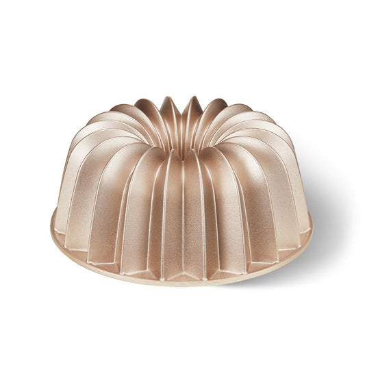 KITESSENSU Non-Stick Cake Pan - 24cm Aluminium Cake Mould - 10 Cup Fluted - Gold