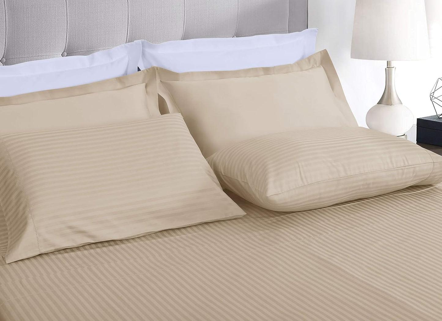 Threadmill 100% Cotton Sheets for Queen Size Bed - 600 Thread Count Queen Bed Sheets Set with 16” Deep Pocket - Sateen Weave 4-Piece Bedding Set with Cooling Effect, White