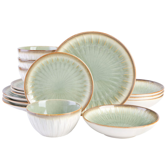 Gibson Elite 16-Piece Double Bowl Dinnerware Set - Service for 4 - Dishwasher & Microwave Safe
