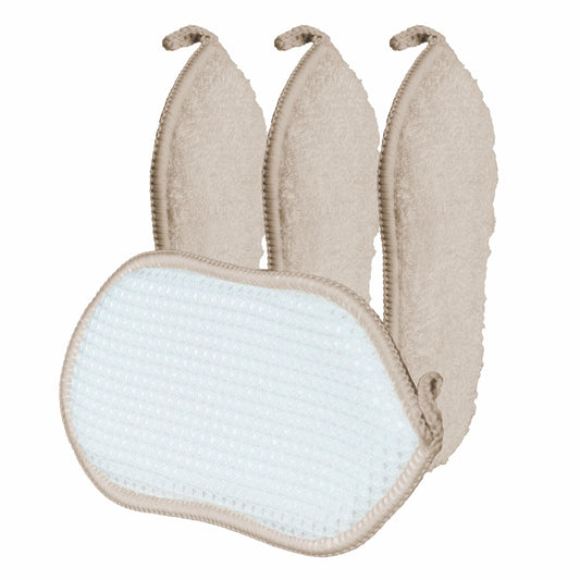 GUOYUANGLO Bamboo Fibre Kitchen Dish Sponge - 4 Pack - Heavy Duty Beige