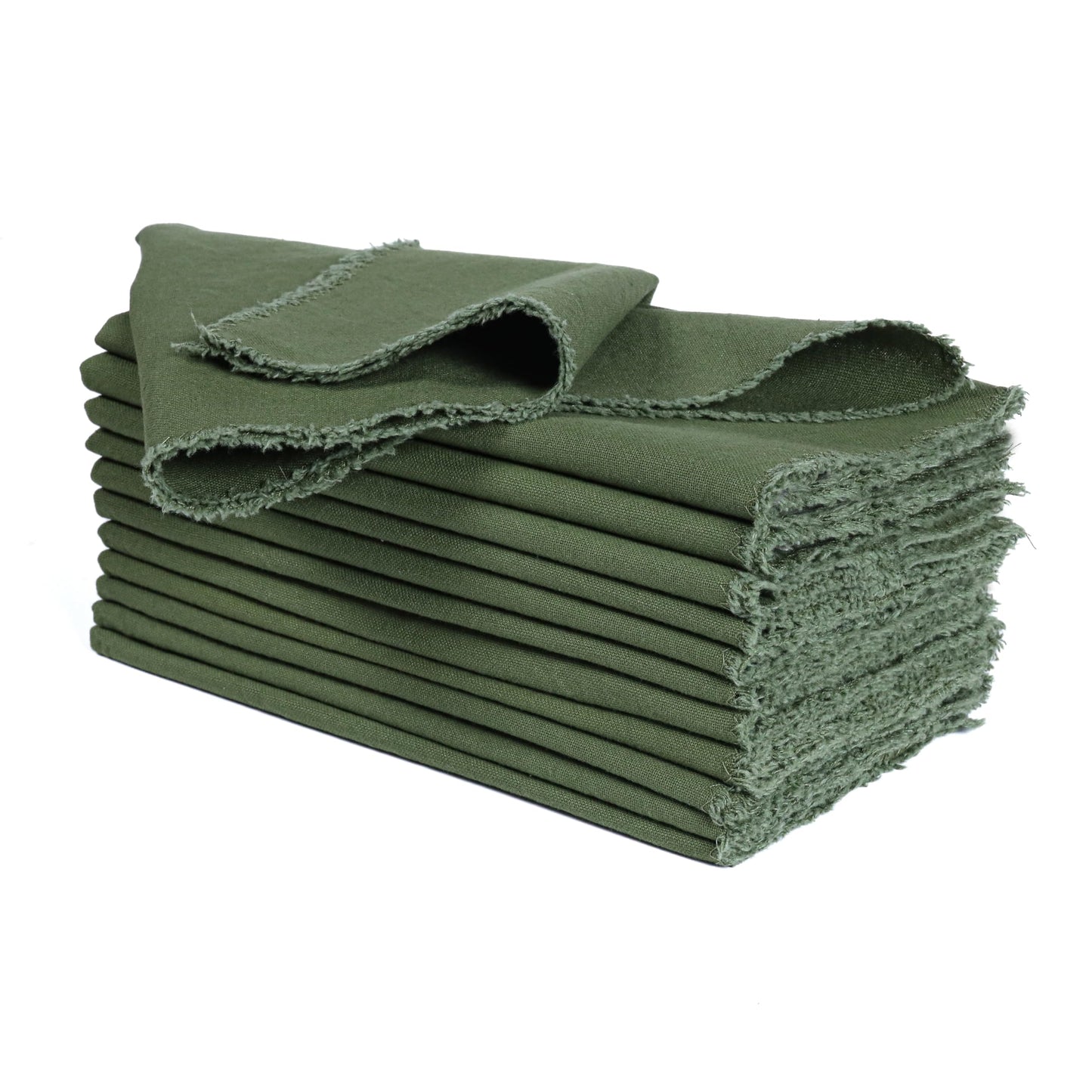 Palisa Rustic Fringe Cloth Napkins Set of 12 - Soft & Durable Frayed Dinner Napkin - 46cm × 46cm