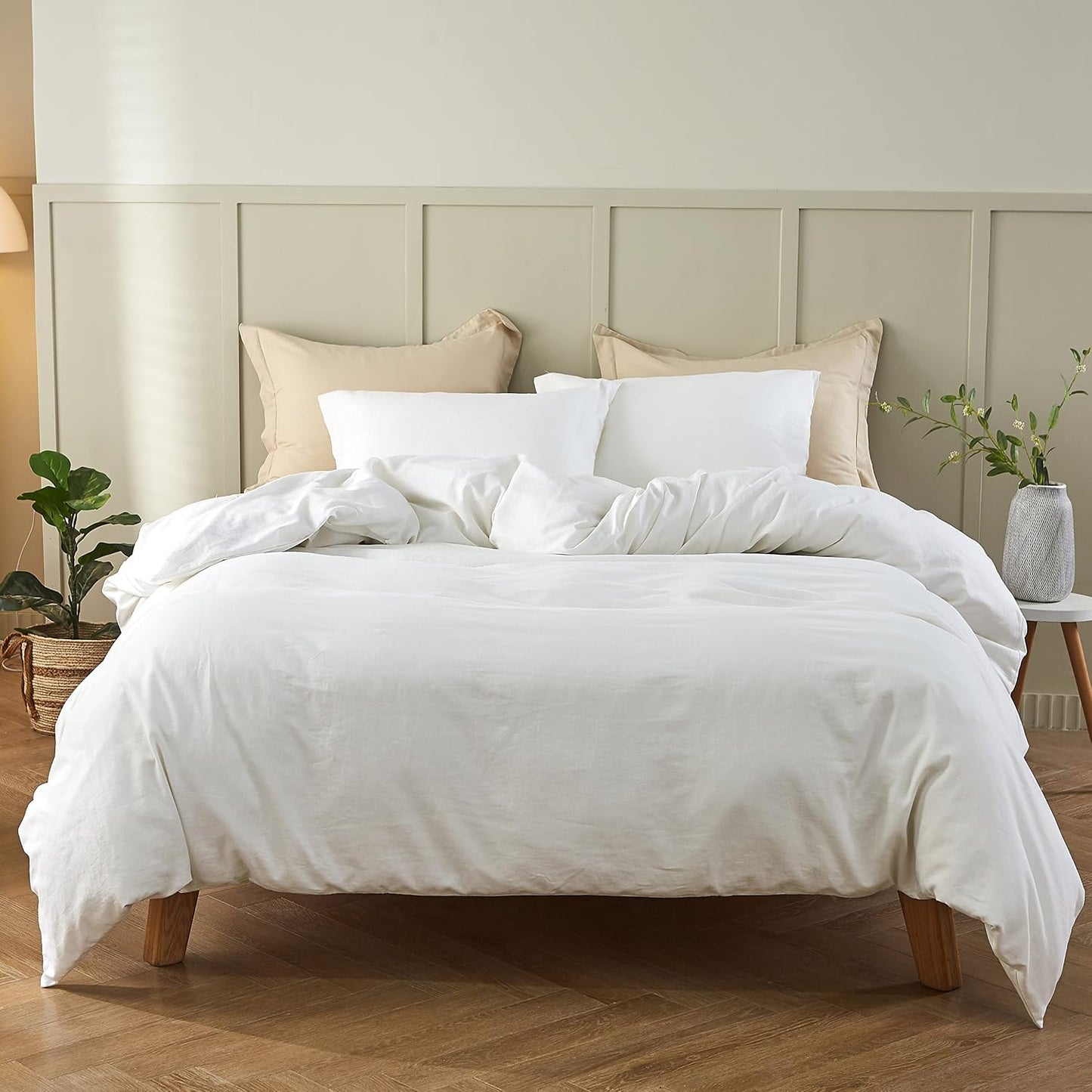 Simple&Opulence Linen Duvet Cover Double,Natural Linen Cotton Duvet Cover with Pillowcase,Duble Size Bedding Set,Soft Warm Breathable Bed Quilt Cover with Button Closure,200x200cm,Navy Blue