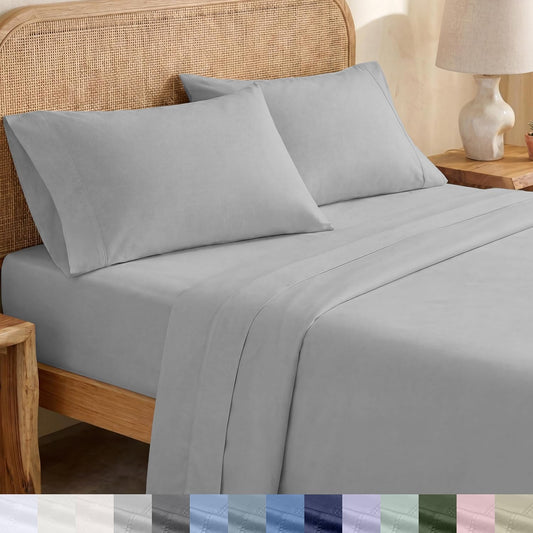 California Design Den 100% Organic Cotton Sheets for Queen Size Bed, Deep Pockets, Percale Sheets Queen, GOTS Certified, Soft Cooling Sheets, 4 Piece Bed Sheets Queen Sheet Set, White Sheets