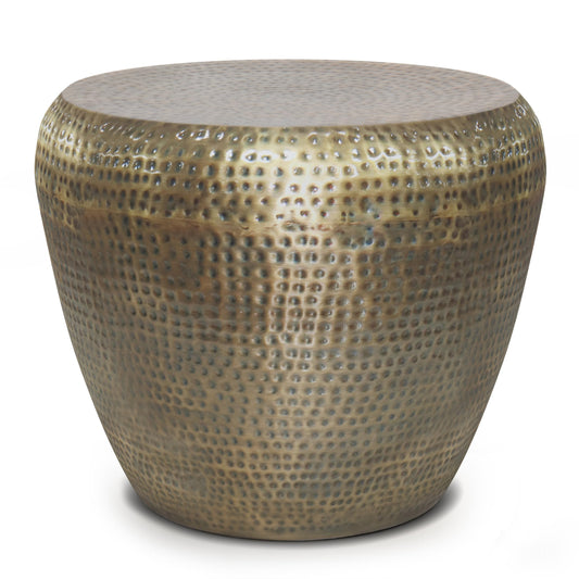 SIMPLIHOME Preston Metal Table - 56cm Wide Solid Metal Round Side Table - Antique Gold - Fully Assembled