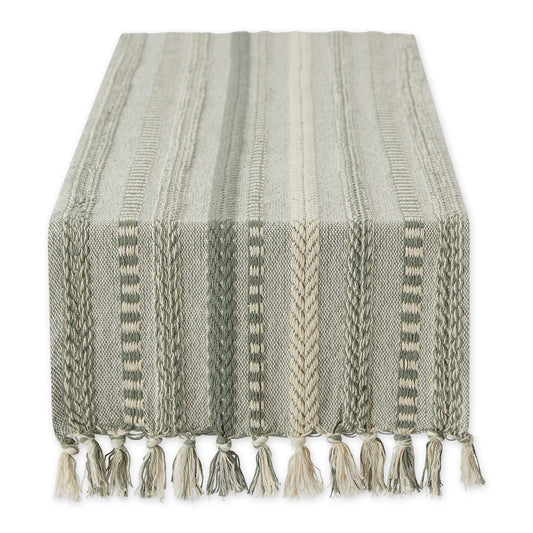 DII Farmhouse Braided Stripe Table Runner Collection - 38cm × 274cm - Fringe Included
