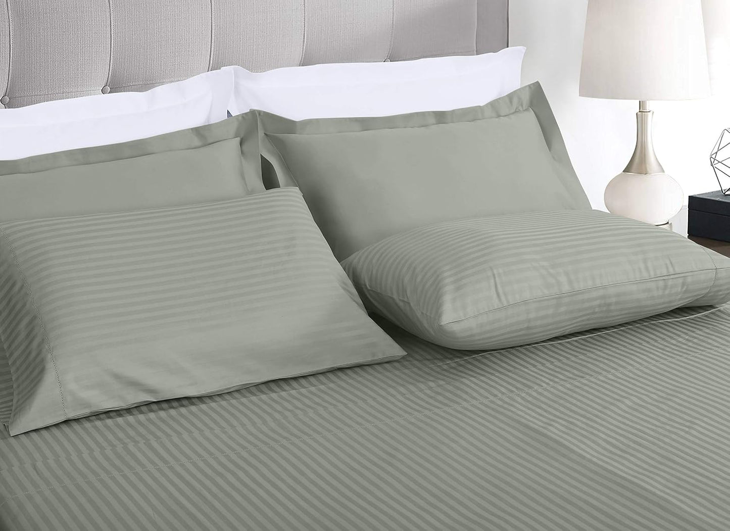Threadmill 100% Cotton Sheets for Queen Size Bed - 600 Thread Count Queen Bed Sheets Set with 16” Deep Pocket - Sateen Weave 4-Piece Bedding Set with Cooling Effect, White