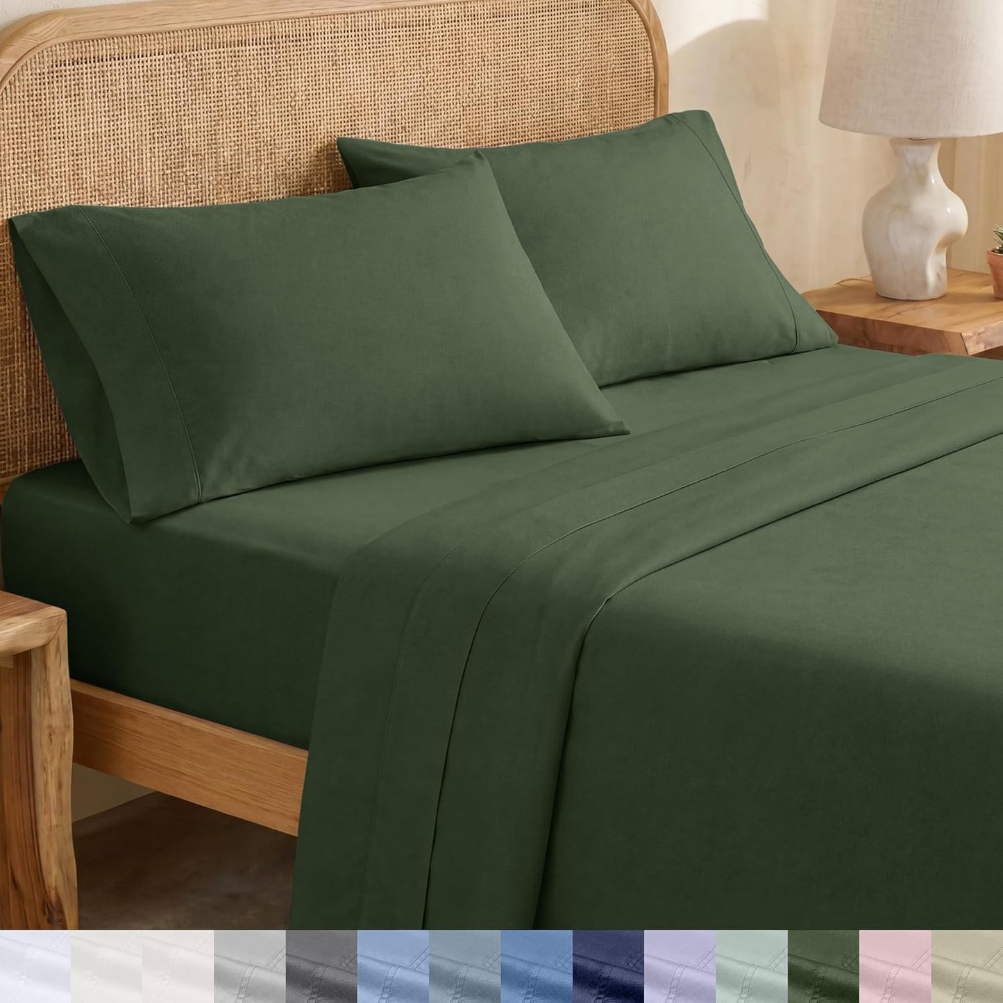 California Design Den 100% Organic Cotton Sheets for Queen Size Bed, Deep Pockets, Percale Sheets Queen, GOTS Certified, Soft Cooling Sheets, 4 Piece Bed Sheets Queen Sheet Set, White Sheets