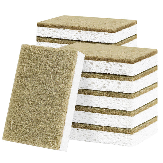RNOAFMU Natural Kitchen Sponges - 12 Pack - Non-Scratch Biodegradable