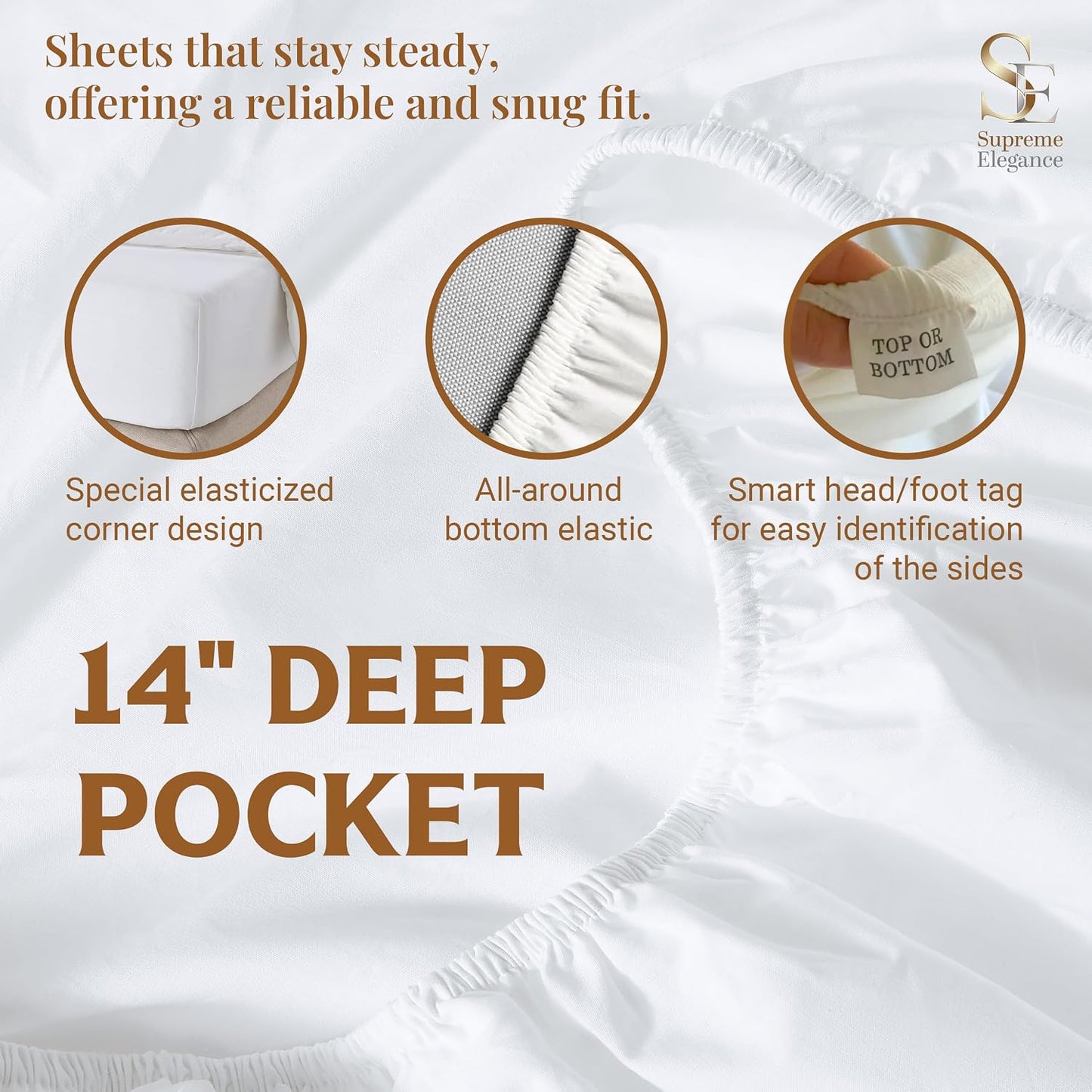 SUPREME ELEGANCE 100% Organic Cotton Sheets for Twin Size Bed, Pastel Green | 14" Deep Pocket Cool & Crisp Percale Sheets for Dorm, Breathable, Moisture Absorbent, Organic Bedding Set, OEKO-TEX Certified