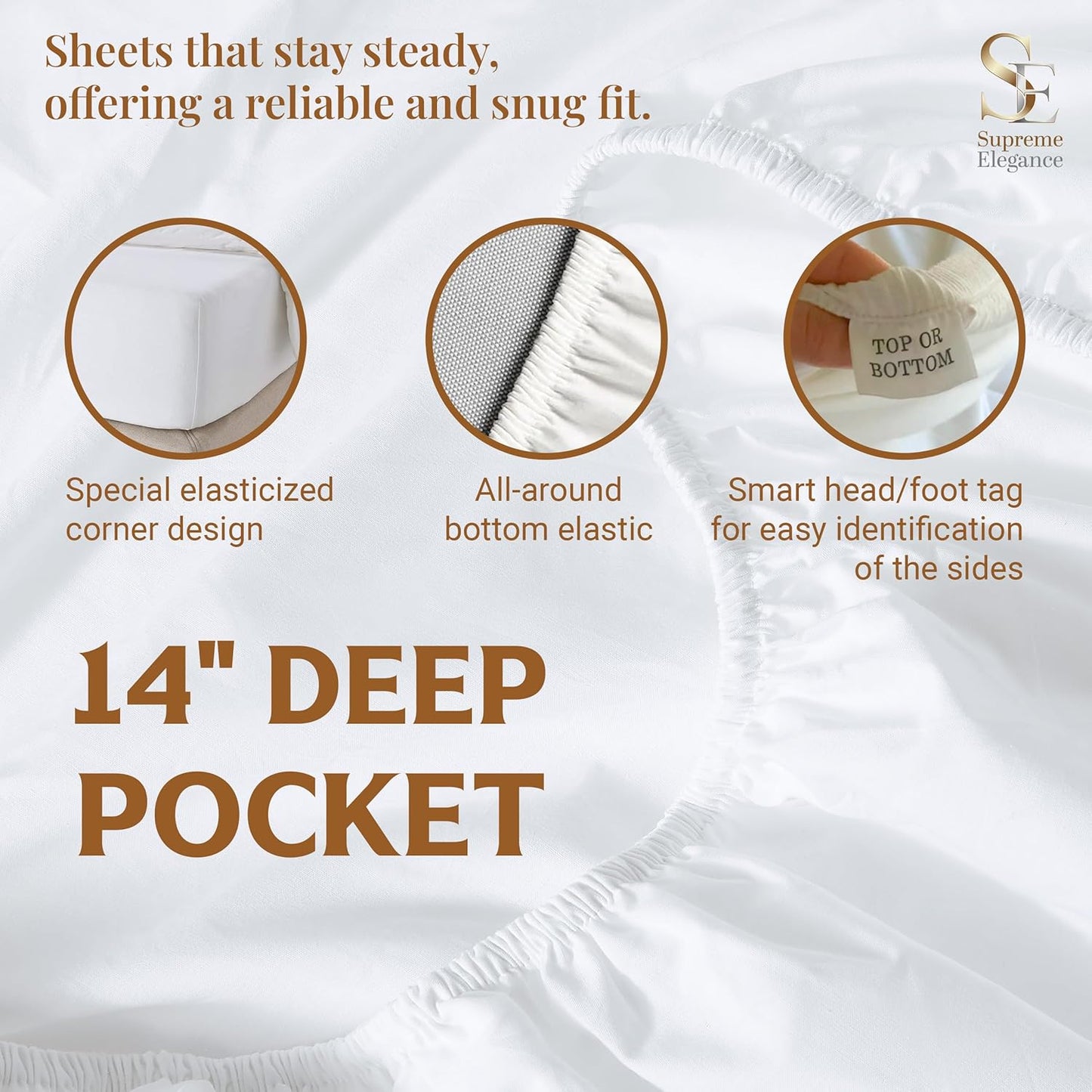 SUPREME ELEGANCE 100% Organic Cotton Sheets for Twin Size Bed, Pastel Green | 14" Deep Pocket Cool & Crisp Percale Sheets for Dorm, Breathable, Moisture Absorbent, Organic Bedding Set, OEKO-TEX Certified
