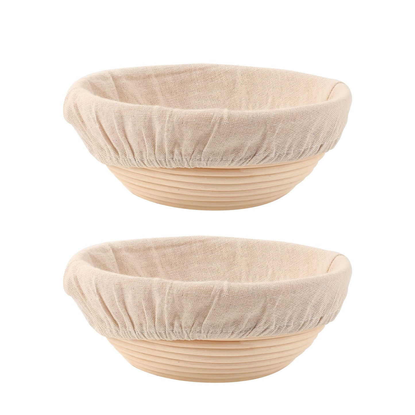 DOYOLLA Bread Proofing Baskets Set of 2 - 22cm Round Dough Proofing Bowls with Liners
