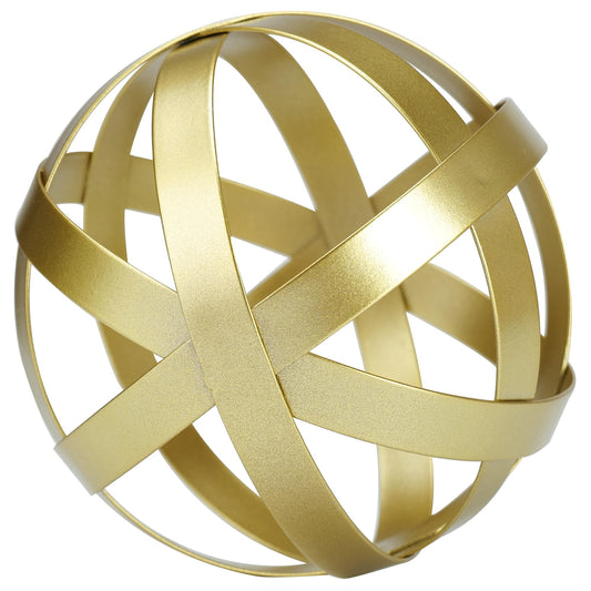 BYHER Gold Décor - 11.4cm Modern Decorative Ball - Geometric Metal Sphere for Living Room Bedroom Bookshelf