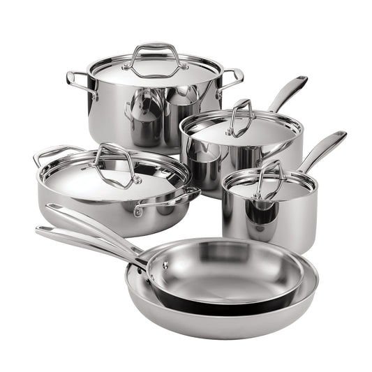 Tramontina Signature Tri-Ply Clad Stainless Steel 10-Piece Cookware Set with Lids