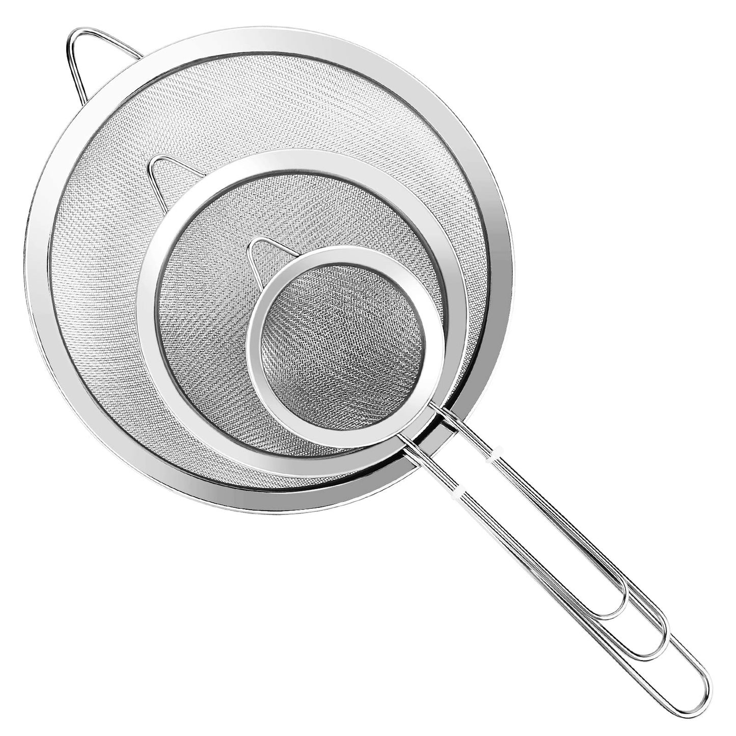 YLYL 3 Piece Super Wire Extra Fine Mesh Strainer Set with Handle - Stainless Steel
