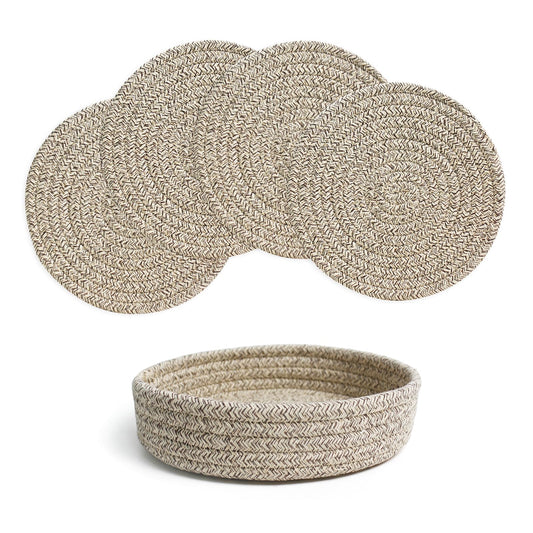 RIOOP 18cm Trivets for Hot Dishes - 4 Pack with Storage Basket