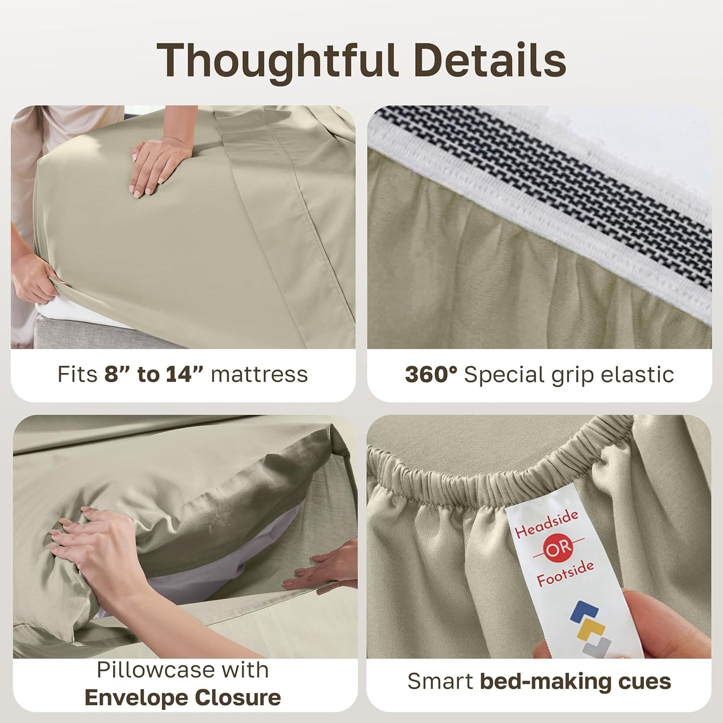 California Design Den 100% Organic Cotton Sheets for Queen Size Bed, Deep Pockets, Percale Sheets Queen, GOTS Certified, Soft Cooling Sheets, 4 Piece Bed Sheets Queen Sheet Set, White Sheets