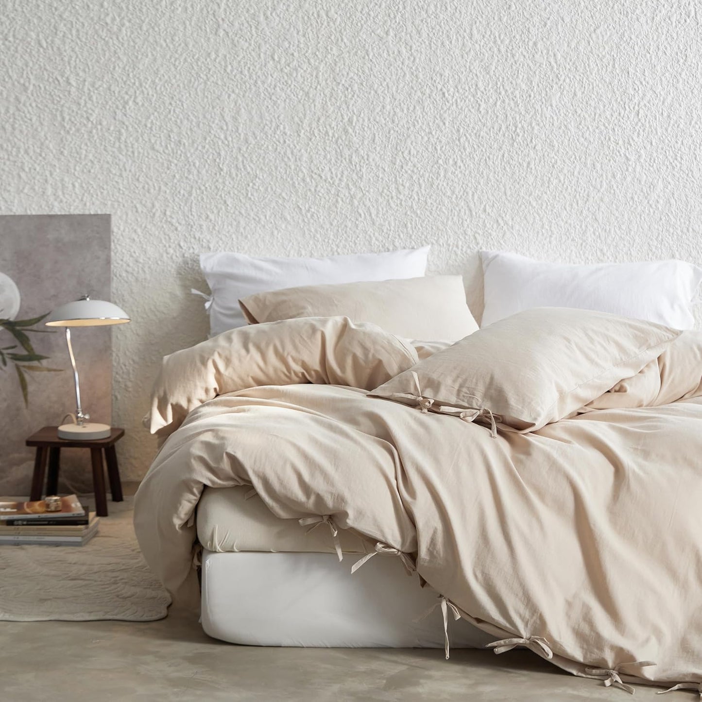 Simple&Opulence Linen Duvet Cover Double,Natural Linen Cotton Duvet Cover with Pillowcase,Duble Size Bedding Set,Soft Warm Breathable Bed Quilt Cover with Button Closure,200x200cm,Navy Blue
