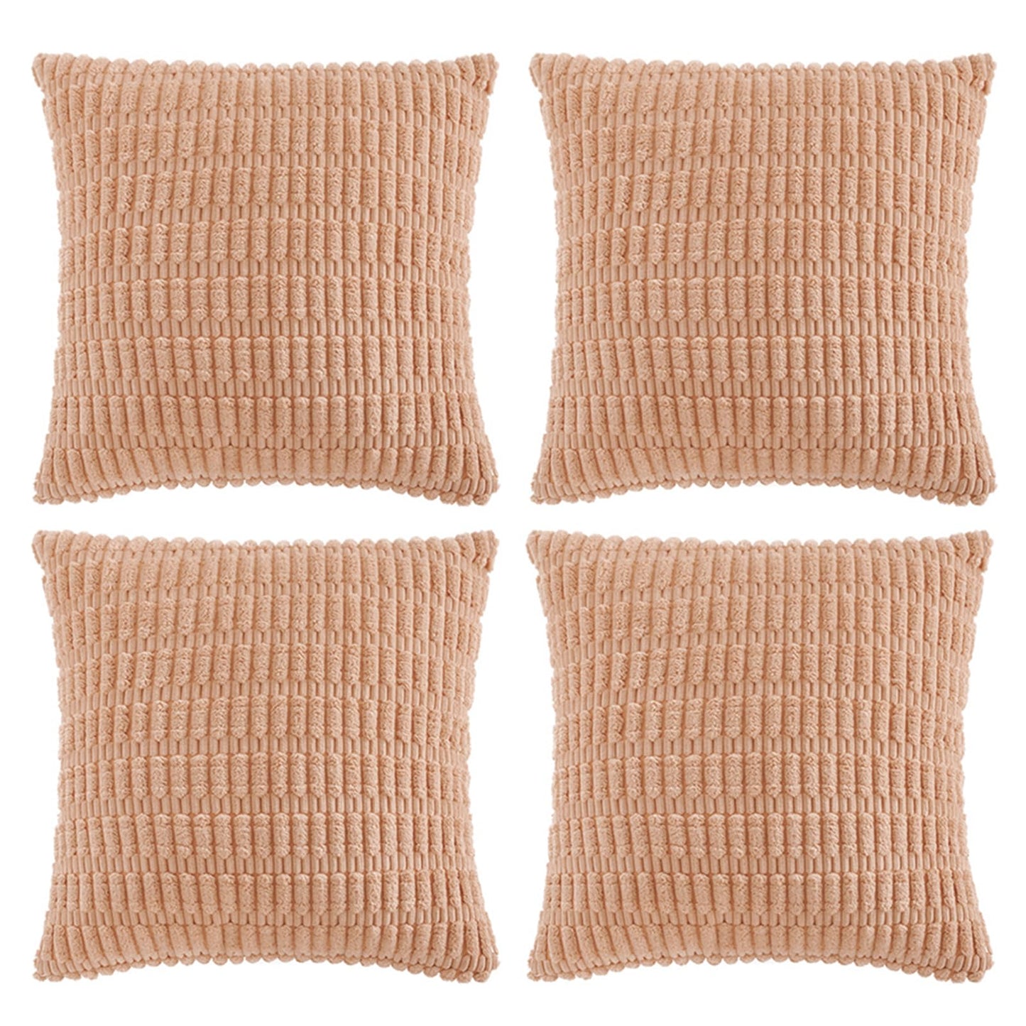 Fancy Homi 4 Packs Decorative Throw Pillow Covers - Soft Plush Corduroy Square Cushion Case