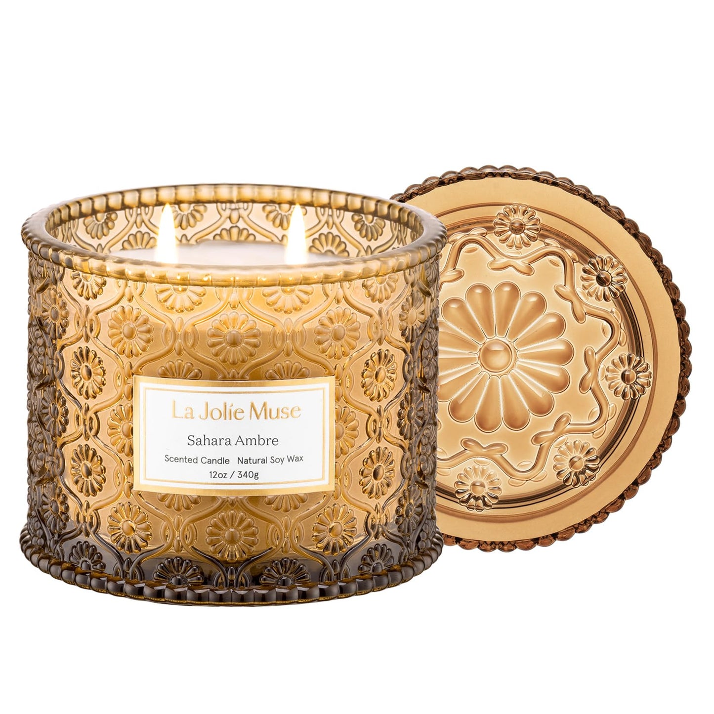 LA JOLIE MUSE Scented Soy Wax Candles - Maelyn Collection - 2-Wick - 60 Hour Burn - Elegant Home Décor