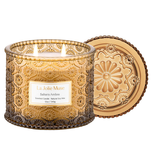 LA JOLIE MUSE Scented Soy Wax Candles - Maelyn Collection - 2-Wick - 60 Hour Burn - Elegant Home Décor