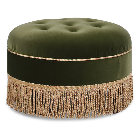 Jennifer Taylor Home Round Upholstered Ottoman - Olive Green - 61cm