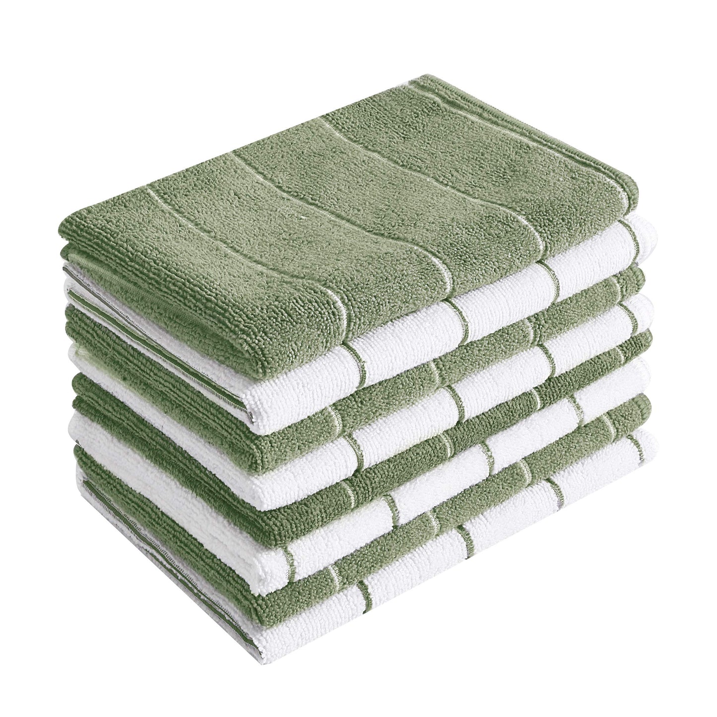 HYER KITCHEN Microfibre Kitchen Towels - 66cm × 46cm - 8 Pack - Stripe Designed