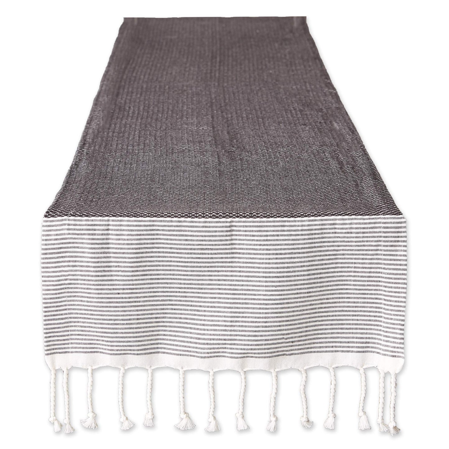 DII Bordered Dobby Woven Table Runner, 15 x 72, Black, 1 Piece