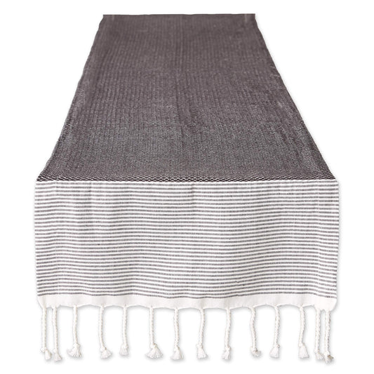 DII Bordered Dobby Woven Table Runner, 15 x 72, Black, 1 Piece