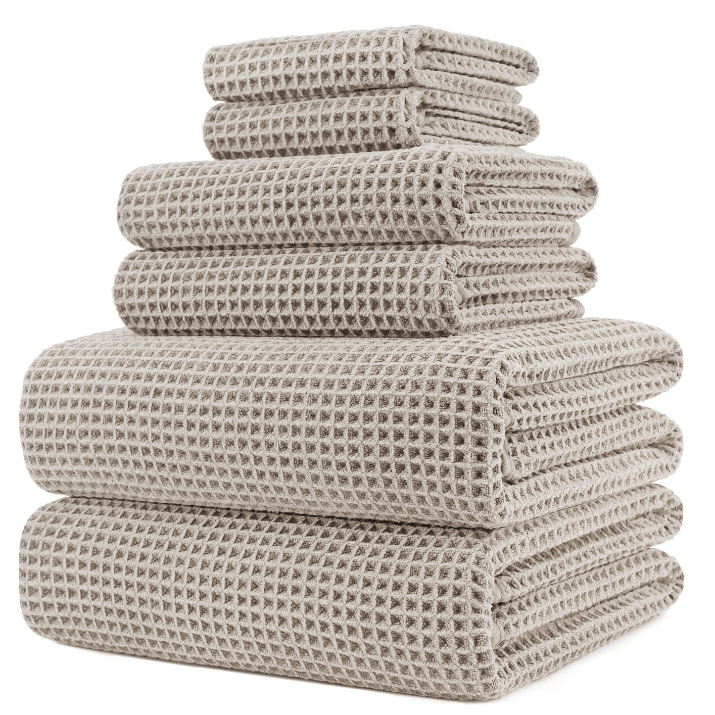 POLYTE Microfibre Oversize Quick-Dry Lint-Free Bath Towel Set - 152cm × 76cm - Waffle Weave