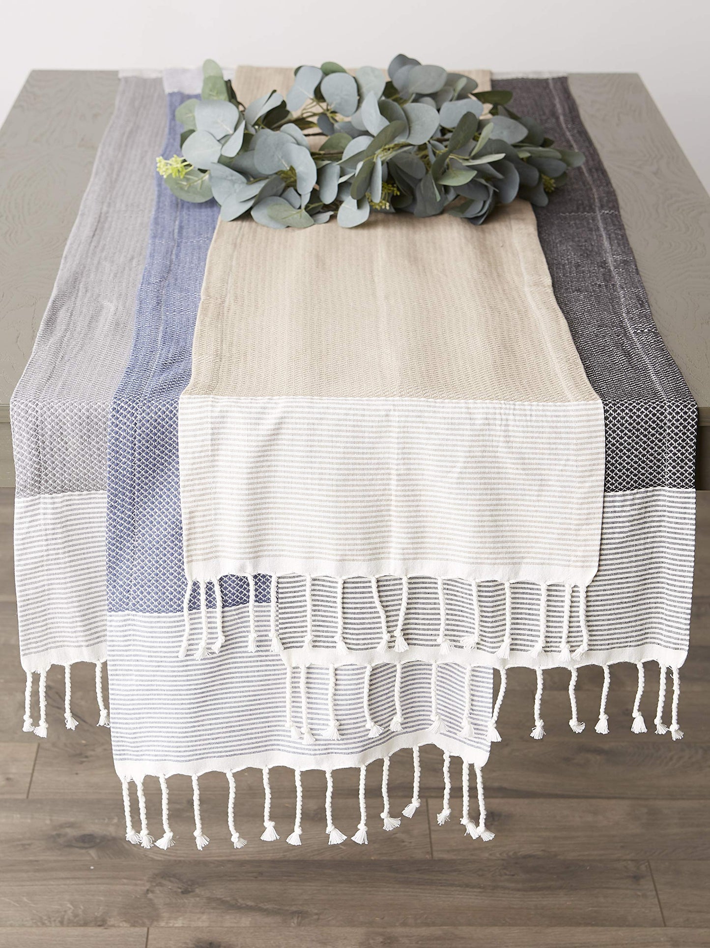 DII Bordered Dobby Woven Table Runner, 15 x 72, Black, 1 Piece
