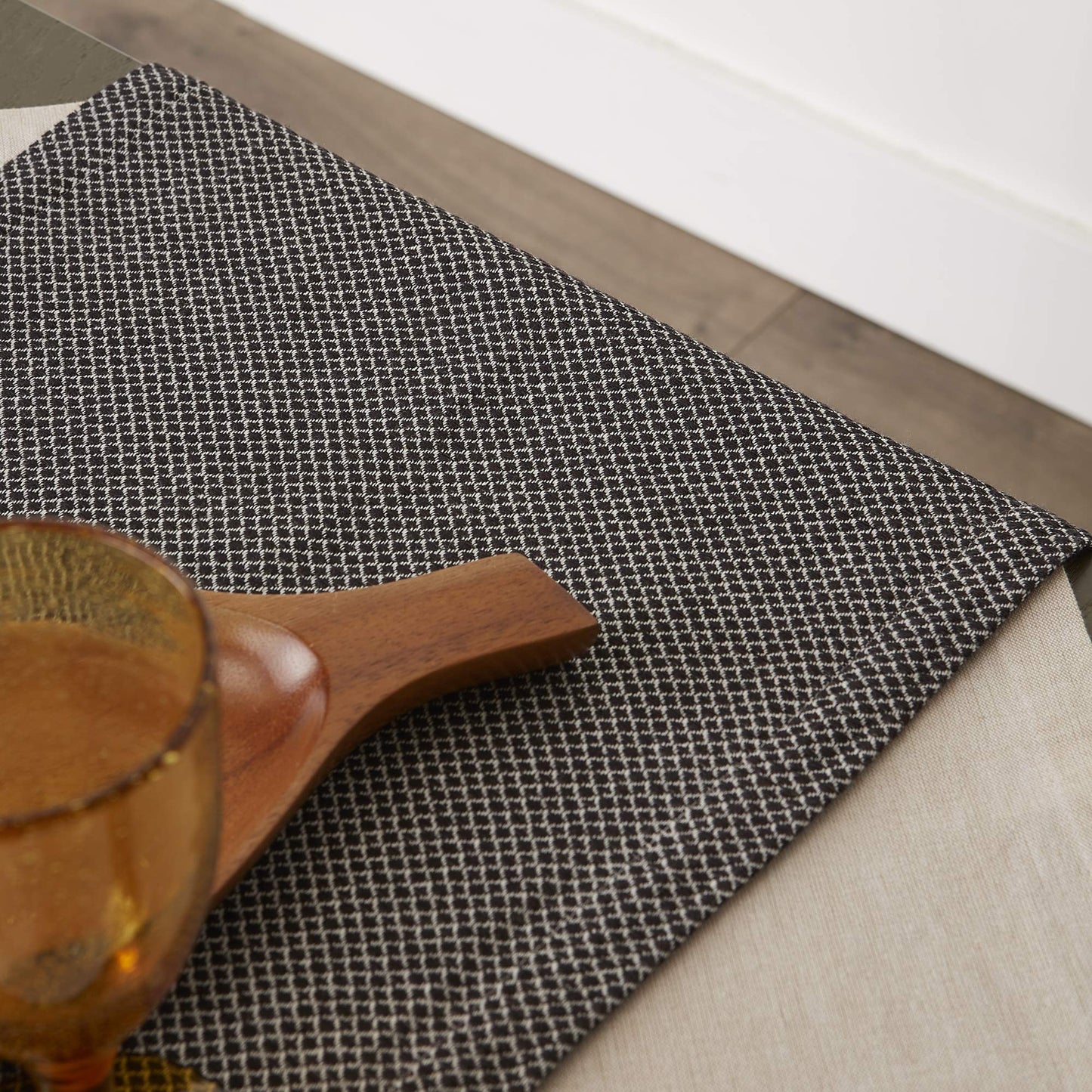 DII Bordered Dobby Woven Table Runner, 15 x 72, Black, 1 Piece