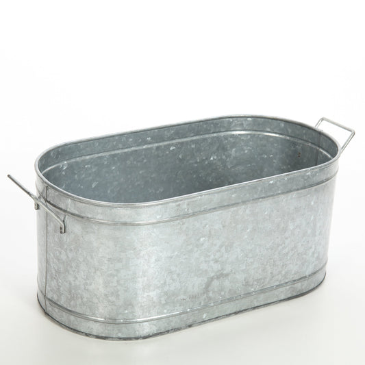 Hosley 46cm Long Galvanised Oval Beverage Party Tub Chiller - Garden Planter Serve Ware - Floral Arrangements