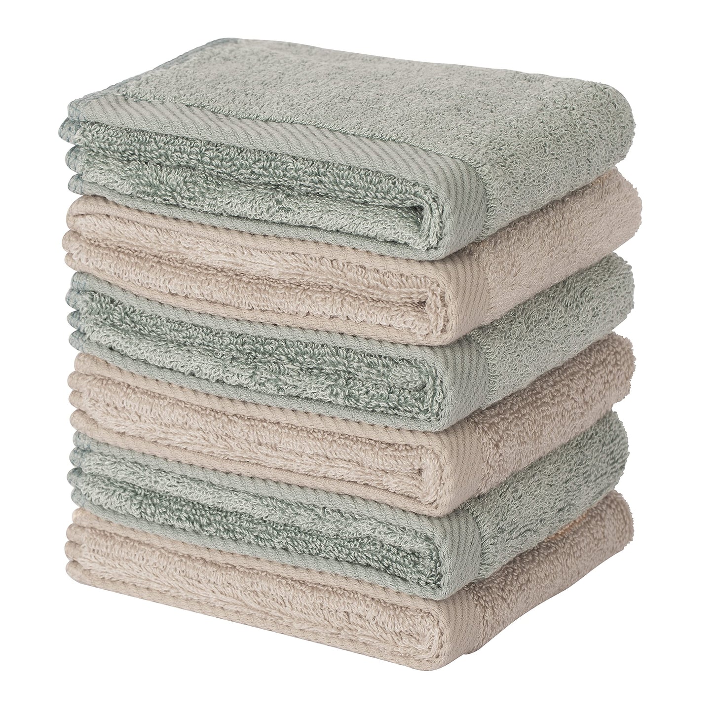 Mother-Earth 6-Pack Bath Washcloths - 30cm × 30cm - Olive Brown