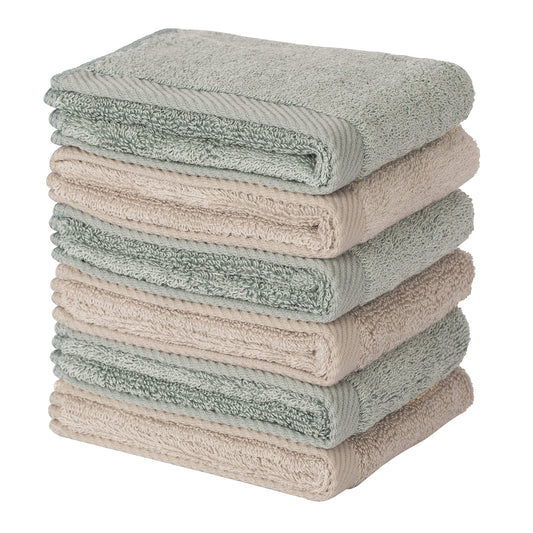Mother-Earth 6-Pack Bath Washcloths - 30cm × 30cm - Olive Brown