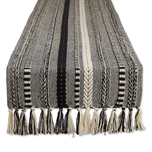 DII Farmhouse Braided Stripe Table Runner Collection - 38cm × 274cm - Fringe Included
