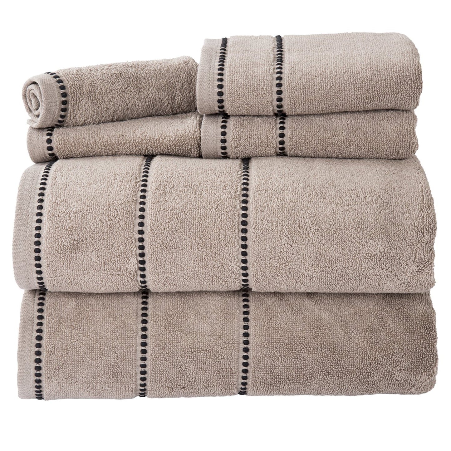 Lavish Home 6-Piece Bathroom Towels Set - 525GSM 100% Cotton - Taupe