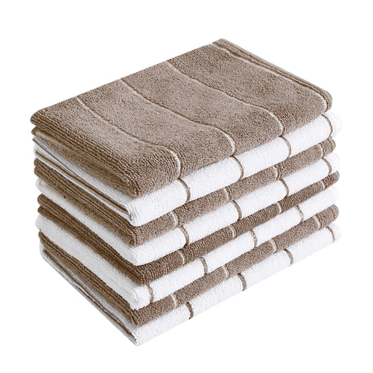 HYER KITCHEN Microfibre Kitchen Towels - 66cm × 46cm - 8 Pack - Stripe Designed