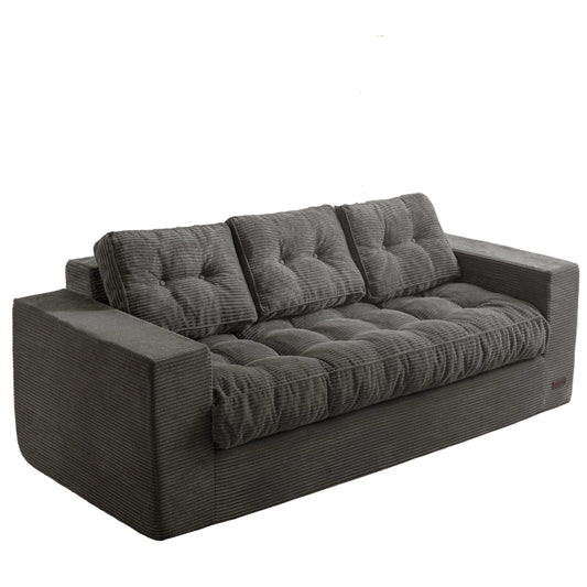 MAXYOYO 3 Seater Couch for Living Room - Boneless Couch with Tufted Cushion & Backrest