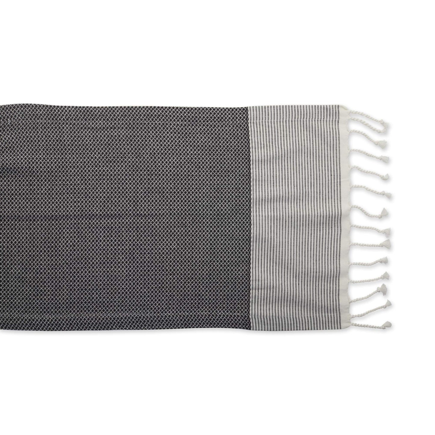 DII Bordered Dobby Woven Table Runner, 15 x 72, Black, 1 Piece
