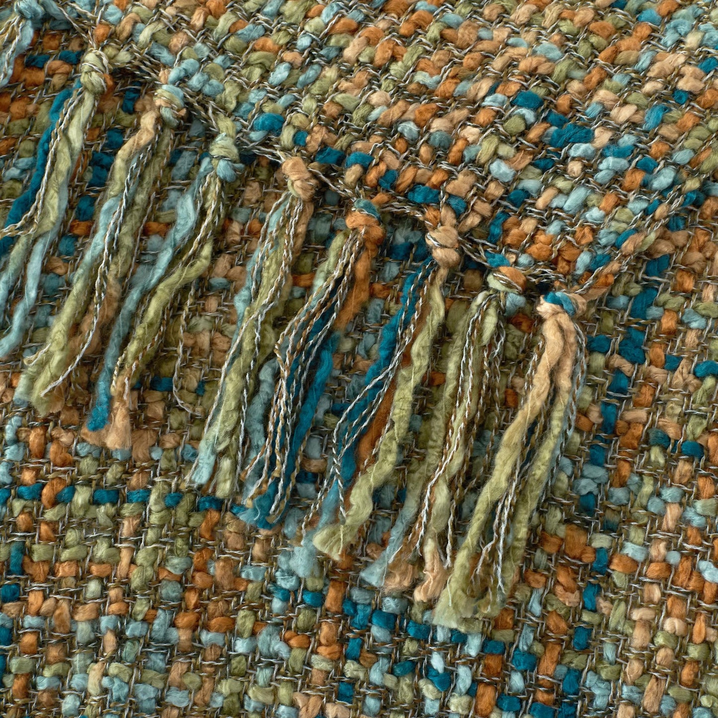 GINAMUSE Boho Cable Knit Throw Blanket with Tassels — 127 × 152 cm, Multi-Colour