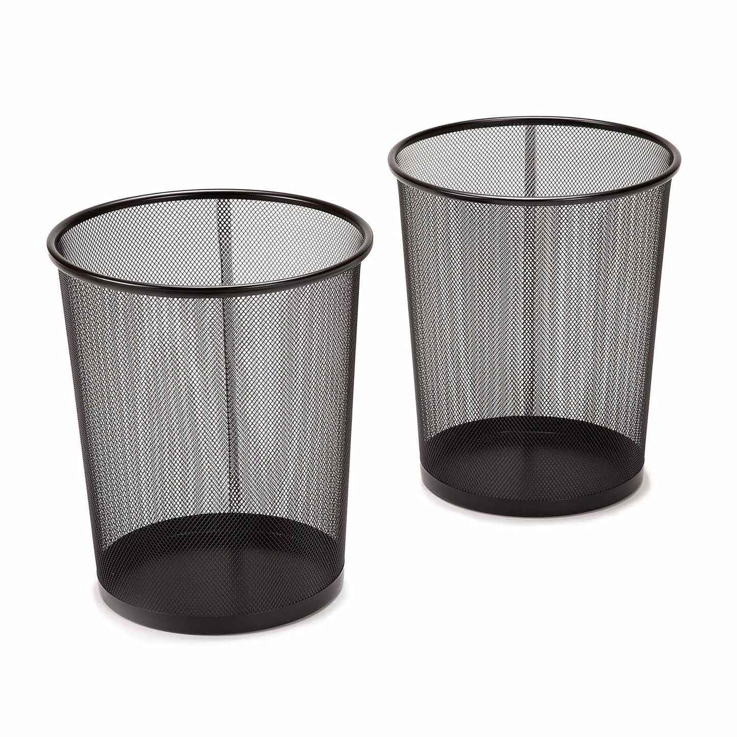 Seville Classics Steel Mesh Wastebaskets - Black - 2-Pack - 30 cm Dia x 36 cm H
