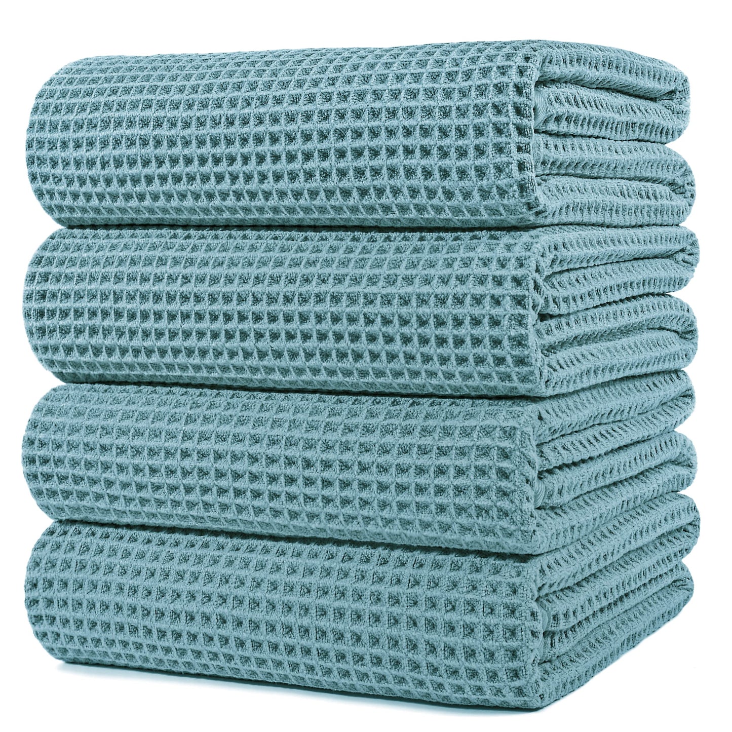 POLYTE Microfibre Oversize Quick-Dry Lint-Free Bath Towel Set - 152cm × 76cm - Waffle Weave