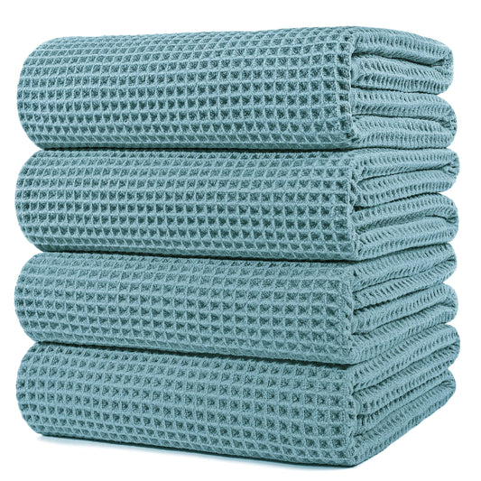 POLYTE Microfibre Oversize Quick-Dry Lint-Free Bath Towel Set - 152cm × 76cm - Waffle Weave