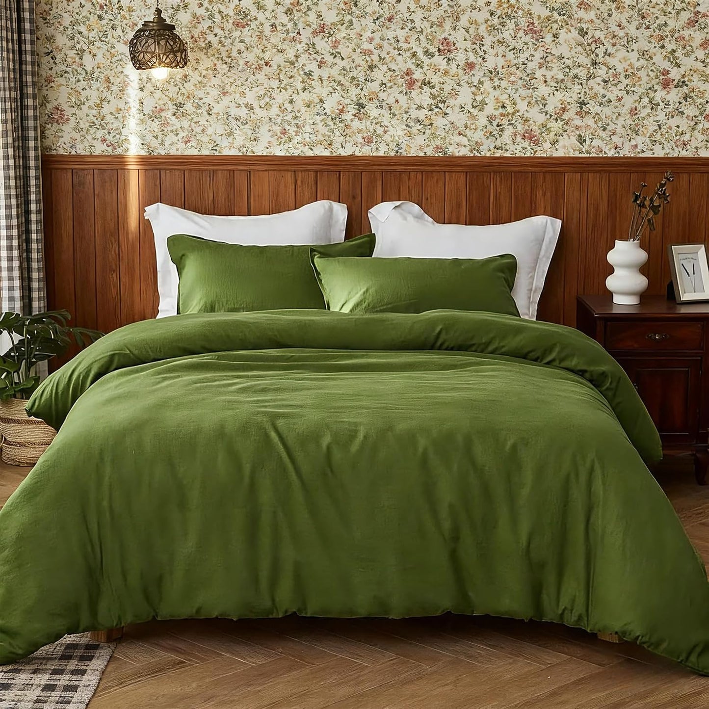 Simple&Opulence Linen Duvet Cover Double,Natural Linen Cotton Duvet Cover with Pillowcase,Duble Size Bedding Set,Soft Warm Breathable Bed Quilt Cover with Button Closure,200x200cm,Navy Blue